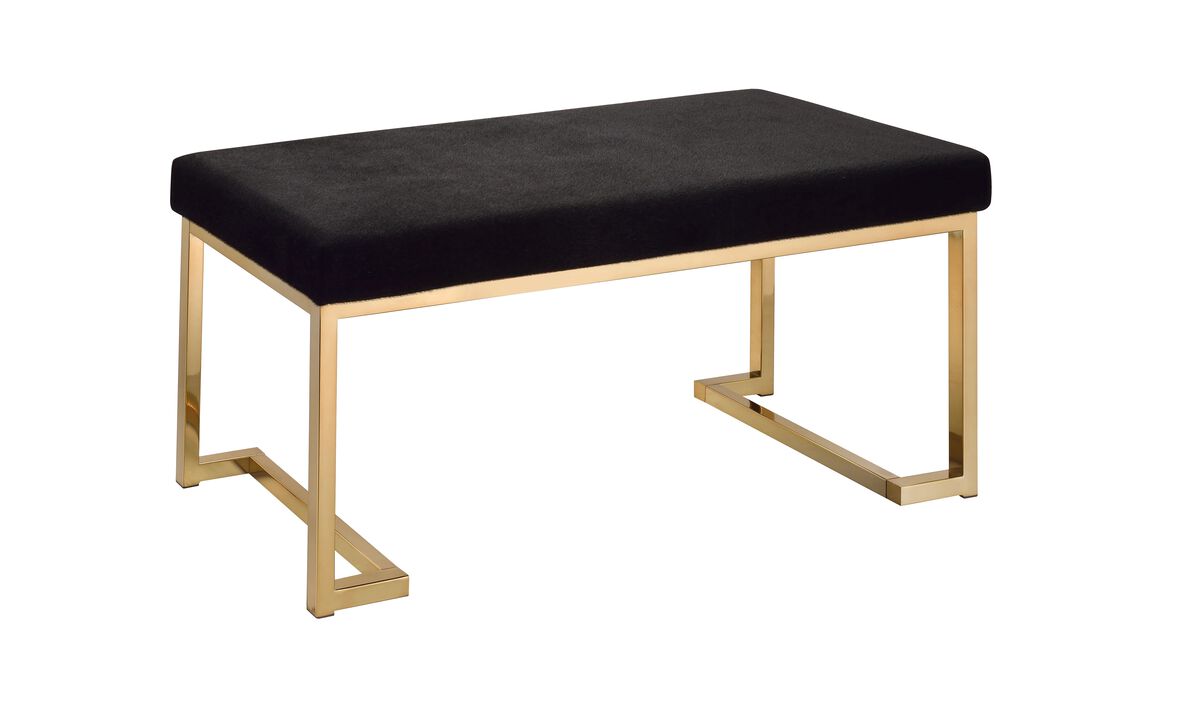 Boice Bench in Black Fabric & Champagne