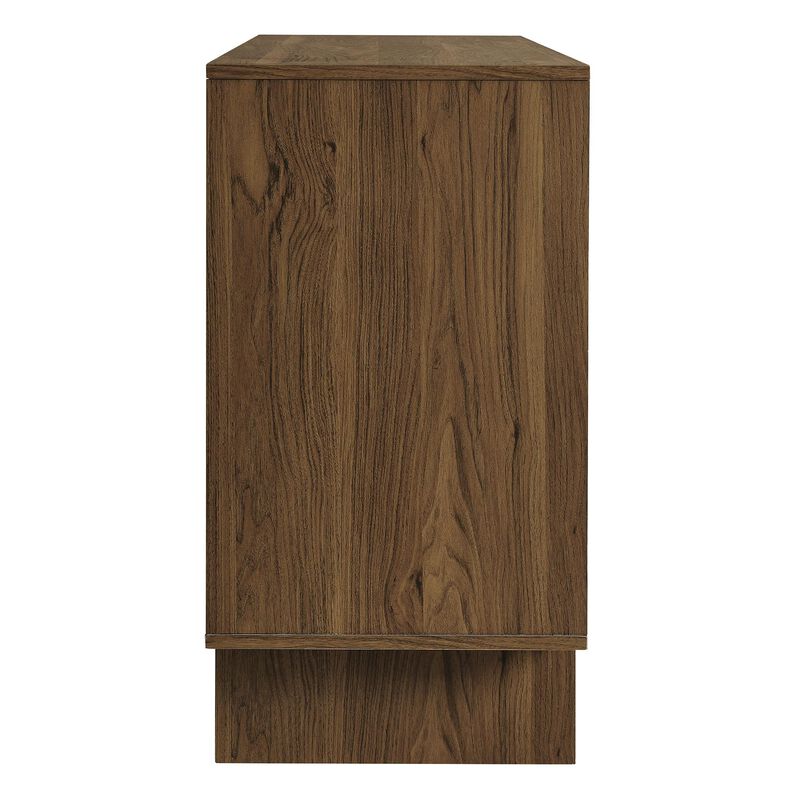 Modway Owen 4-Door Modern Carved Geometric Sideboard in Walnut - 59 Inch Buffet Cabinet with Adjustable Shelves &ndash; Living Room or Dining Room Storage Credenza image number 4