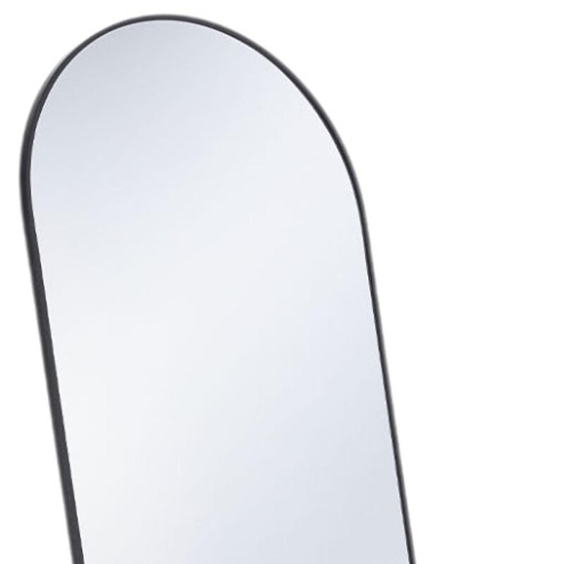 HomeRoots 59" Black Metal Arch Wall Mounted Leaning Or Freestanding Framed Full Length Mirror image number 4