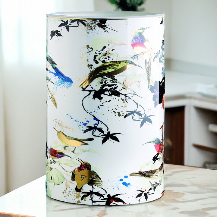 High Vase GARDEN'S BIRDS   diam. 6.3", H 14"