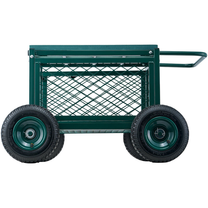 Metal Garden Work Seat with Wheels, Rolling Outdoor Cart for Lawn and Patio image number 0