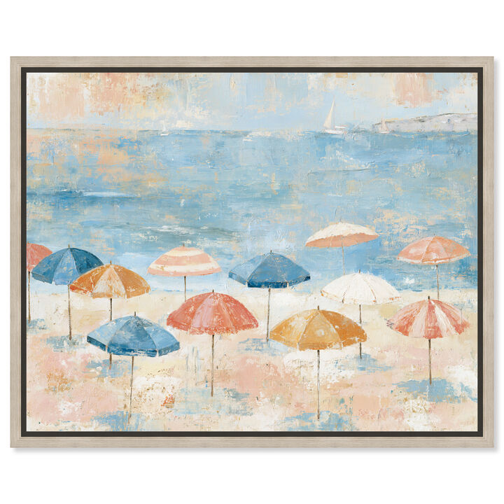 Ocean Umbrellas II Nautical and Coastal Canvas Print by Art Remedy