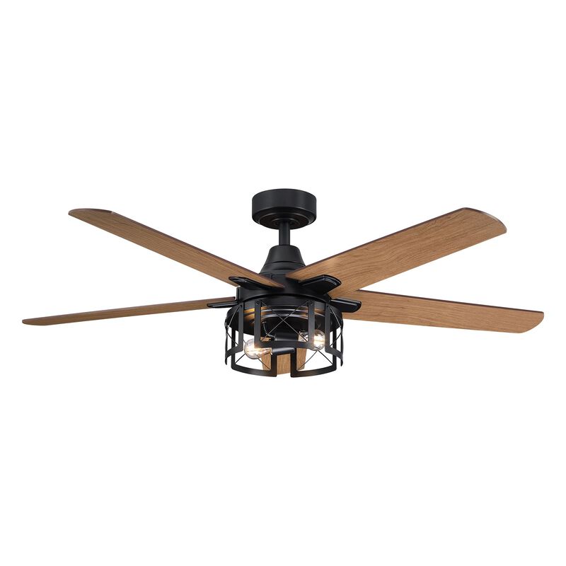 52 in. Matte Black Reversible Blades Ceiling Fan with Light and Remote