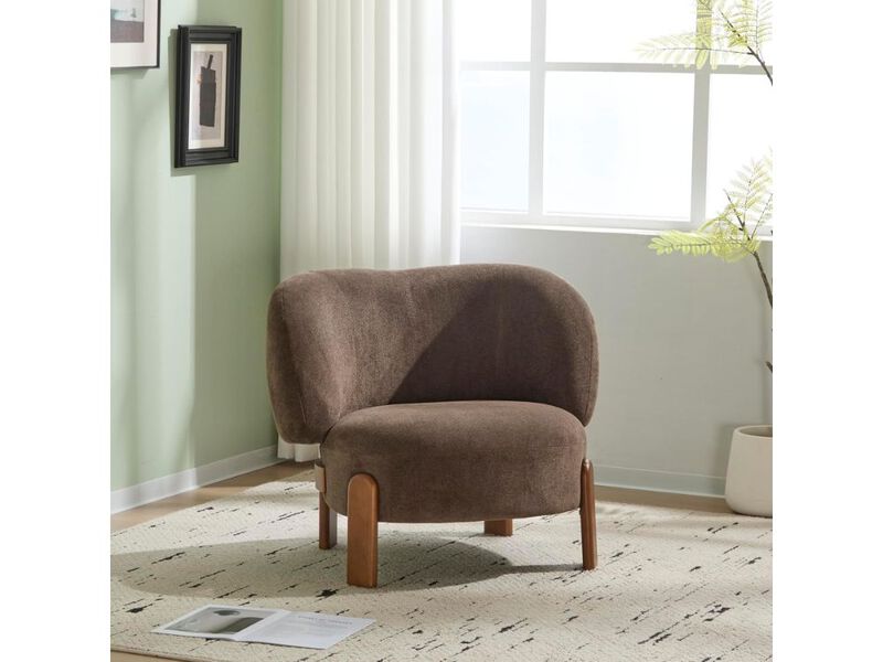 Accent Chair &ndash; Dark Brown Lily Wingback Armchair with Cushion & Solid Wood Frame image number 2