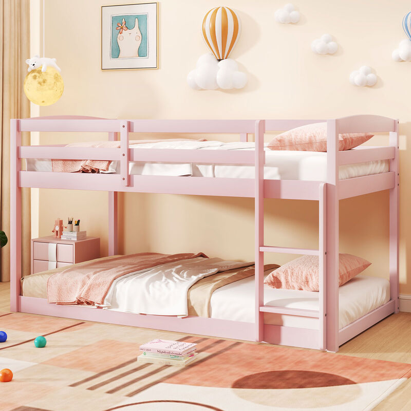 Secure Bunk Bed Frame with Integrated Ladder and Raised Guardrails &ndash; Ideal for Children&rsquo;s Bedrooms