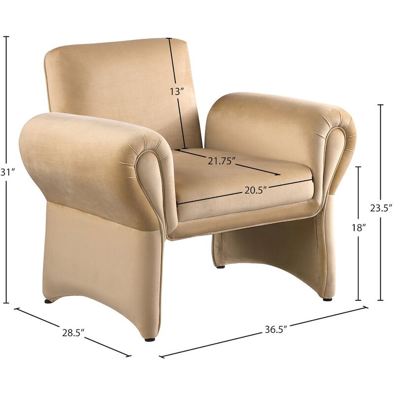 Meridian Furniture Fleurette Camel Velvet Accent Chair