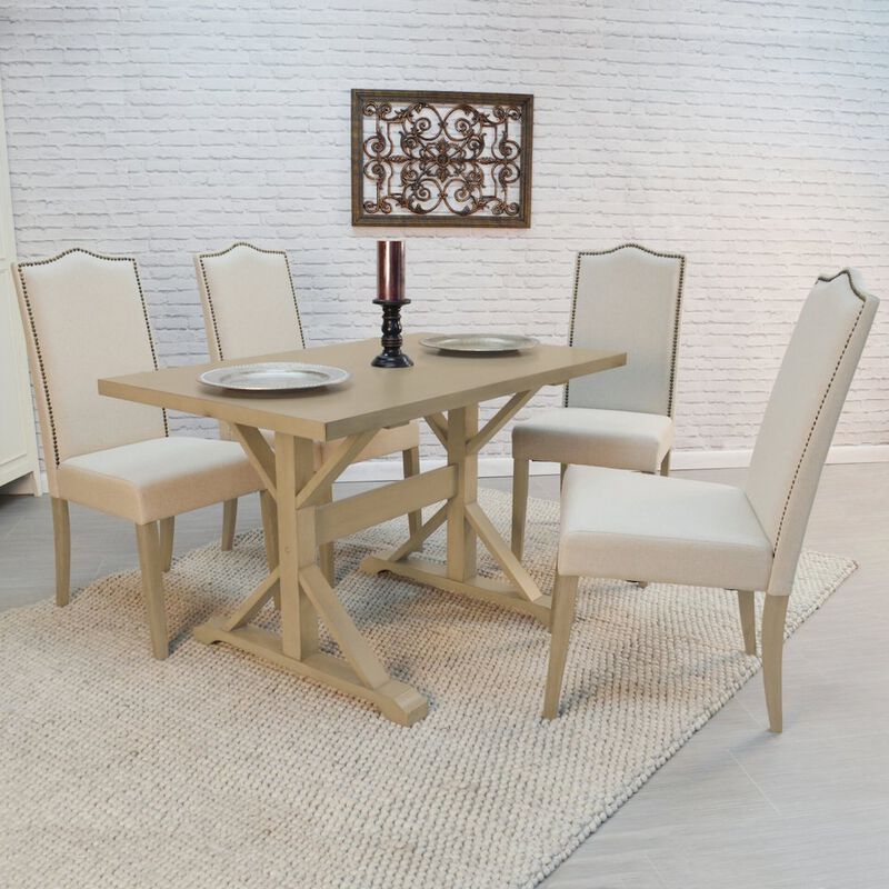 Carolina Living Florence Trestle Table and 4 Romero Parson Upholstered Chairs