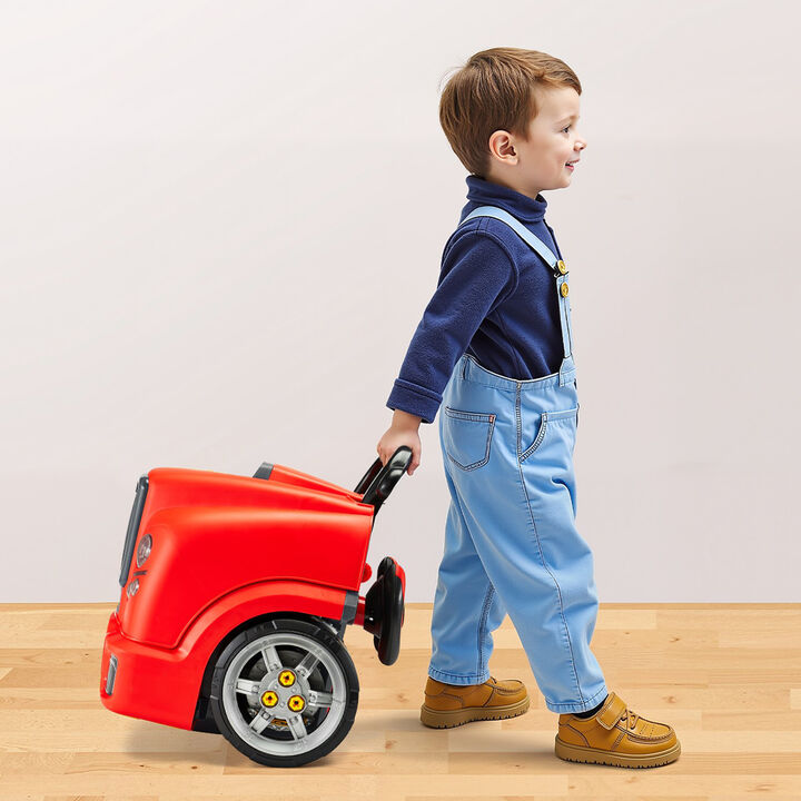 60-Piece Kids Mechanic Car Repair Set with Removable Engine Parts, Lights, Sounds & Horn-Red