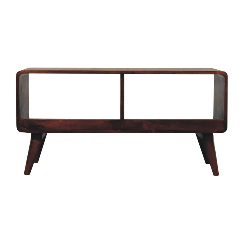 HomeRoots 39" Brown Solid Wood Enclosed and Open Storage TV Stand image number 4