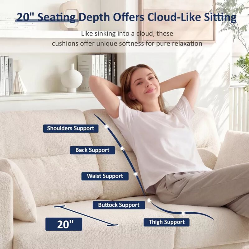 Vipbear 69" Chenille Loveseat Sofa with Foldable Side Tray Table, Thick Deep Cushion 2-Seater Couch image number 4