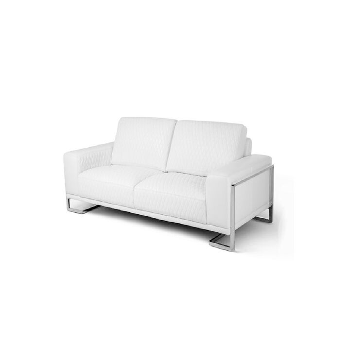 Michael Amini Mia Bella Gianna Loveseat - White/Stainless Steel