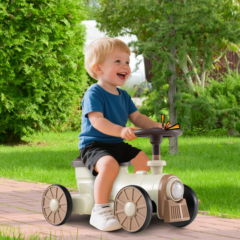 Toddler Ride-On Toy with Steering Wheel and Push-Button Train Whistle image number 5
