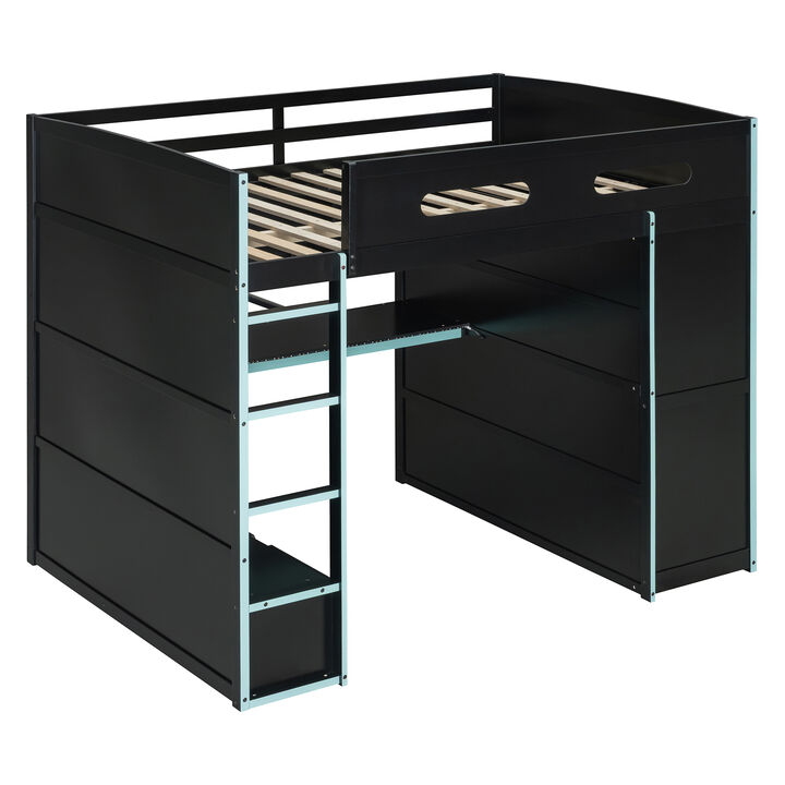 Merax Full-Size Gamer Loft Bed with Desk, Storage & RGB Lighting