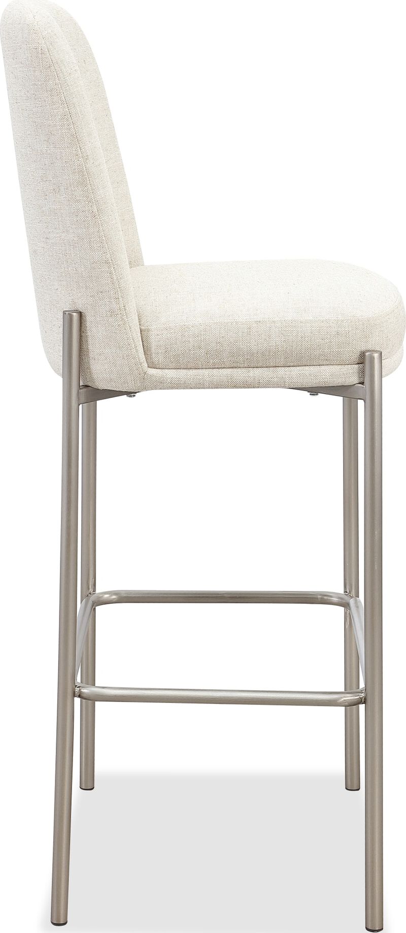 Dion Upholstered Bar Stool in Natural Light Linen and Brushed Nickel Metal - Set of 2
