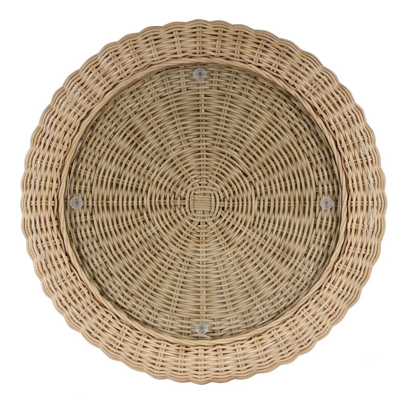 Butler Specialty Flora Rattan Scalloped End table, Light Brown