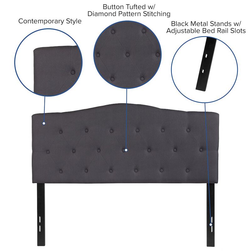 Flash Furniture Tufted Upholstered Full Size Headboard in Dark Gray Fabric image number 2