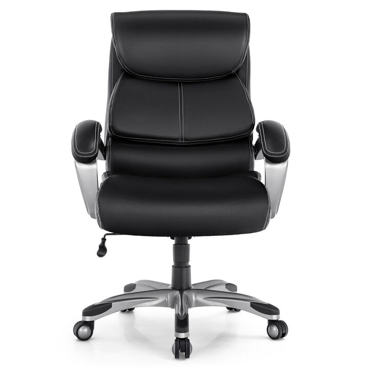 Costway 400LBS Big & Tall High Back Adjustable Swivel Leather Office Chair Black