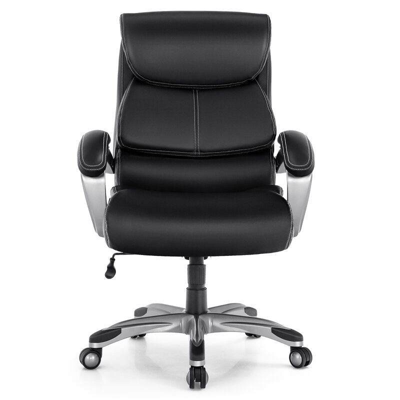Costway 400LBS Big & Tall High Back Adjustable Swivel Leather Office Chair Black image number 1