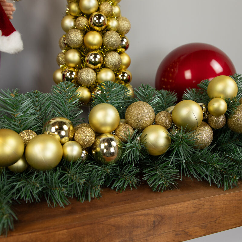 6' Shatterproof Ball Vegas Gold 3-Finish Christmas Garland image number 2