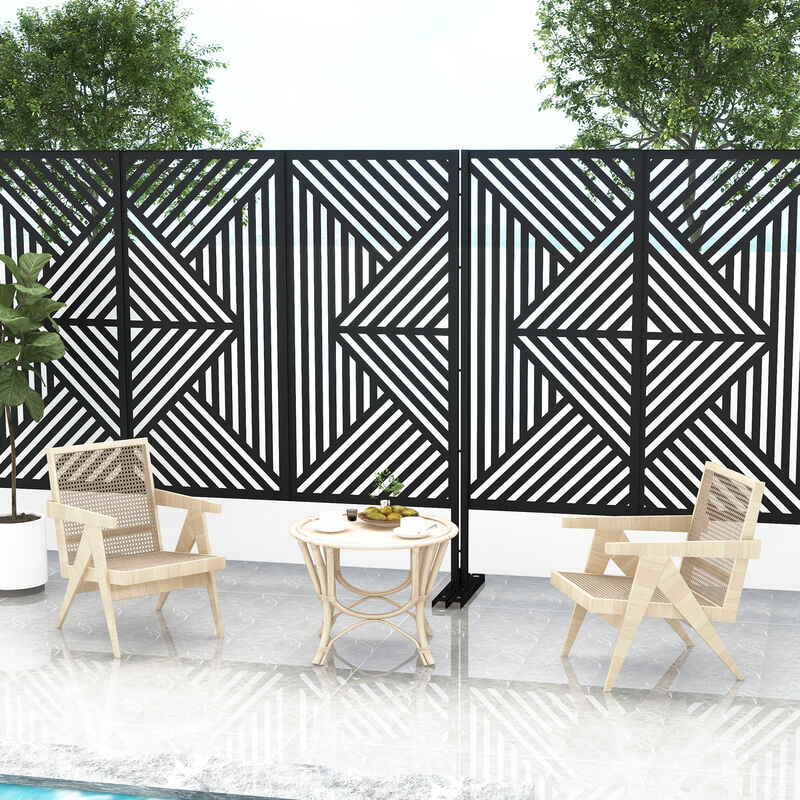 Arched Metal Outdoor Privacy Screen, Freestanding Outdoor Divider Decorative Privacy Fence