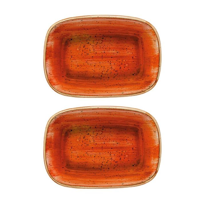 Terracota 5.5" x 4" x h:1.25" 7 oz. Rectangular Terracotta Vitrified Deep Plate (Set of 2)