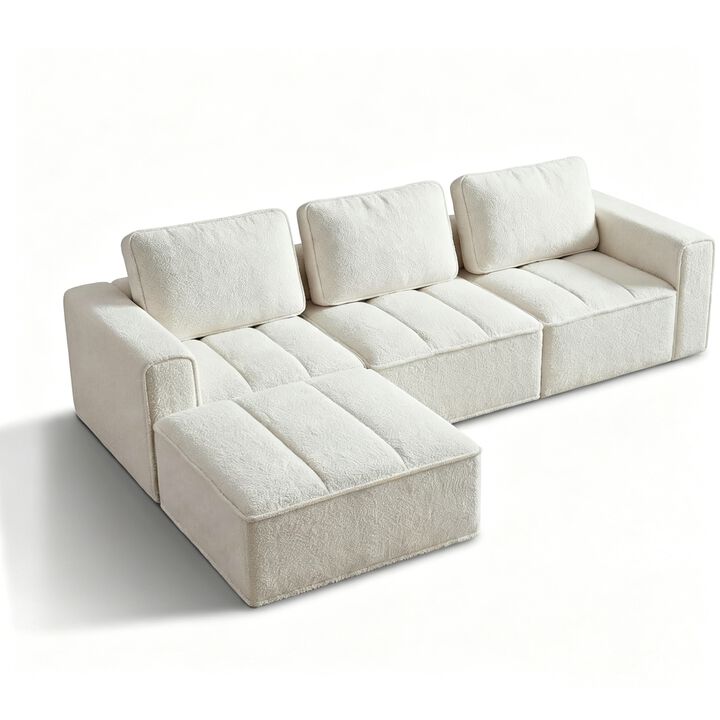 Vipbear 110.5" Cloud Modular Sectional Sofa, Convertible L Shaped Couch with Reversible Chaise