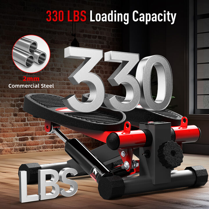 HARISON Mini Stepper for Exercise, 330 lb Capacity, LCD Monitor, Portable Under Desk Stair Stepper (HR-349 Black)