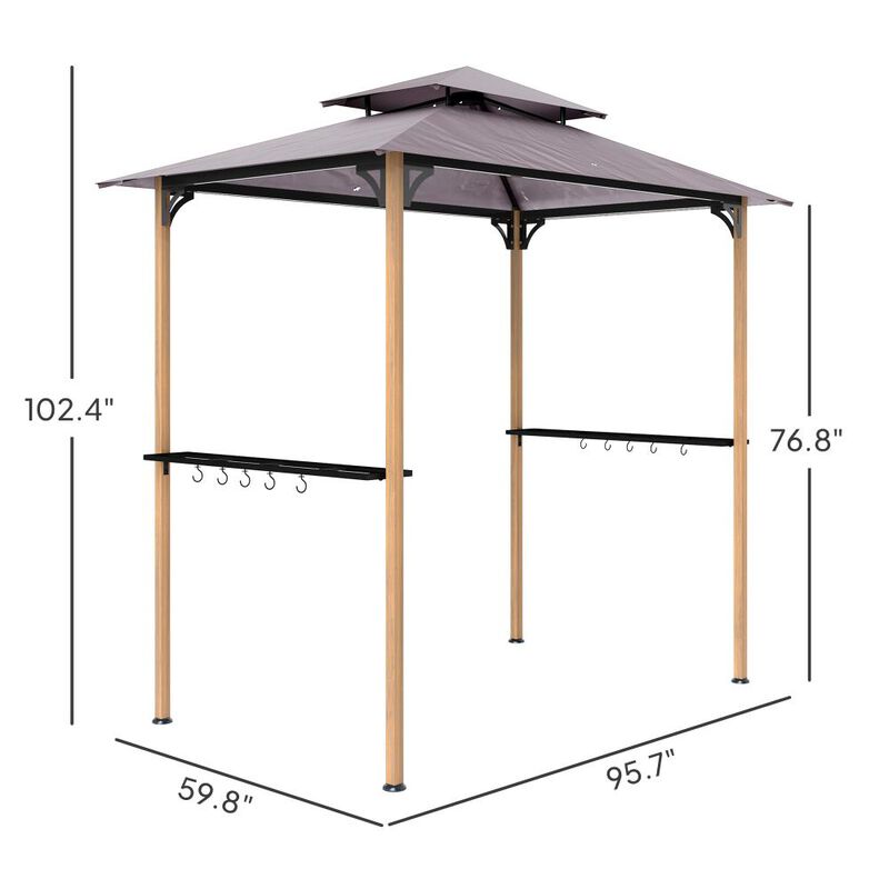 Hivvago 8x5 BBQ Grill Gazebo with 2 Shelves and 10 Hooks image number 2