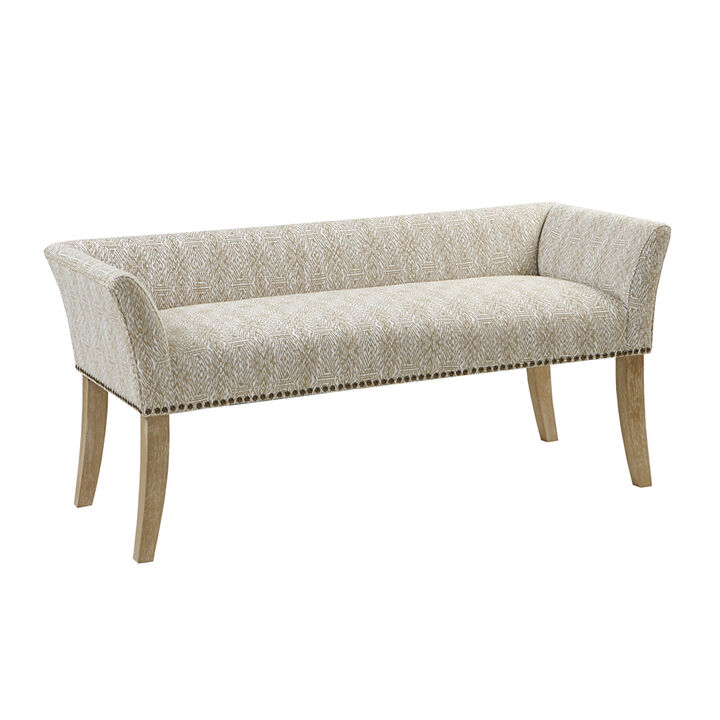 Gracie Mills Greta Solid Wood Accent Bench with Upholstered Seat and Back