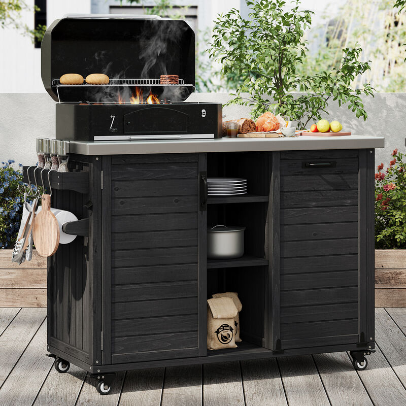 Merax Outdoor Kitchen Island with Foldable Grill Table image number 1