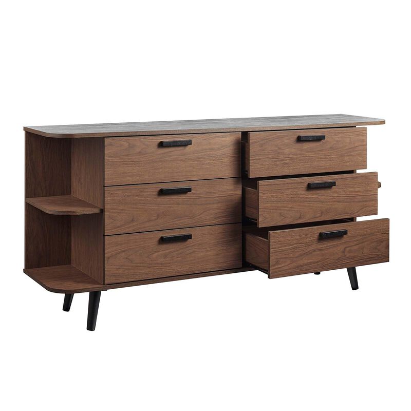 Modway EEI-6281-WAL-GRY Langston Open Display Storage Sideboard, Walnut Gray image number 3