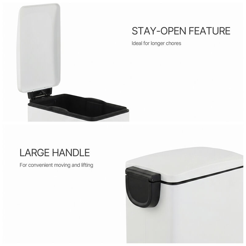 Innovaze 11.9 Gal./ 45 Liter  Slim Stainless-Steel-Made Matt White Step-on kitchen Trash Can image number 6