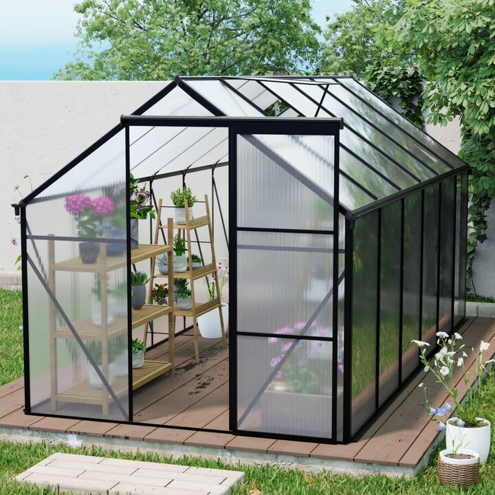 6x12 FT Polycarbonate Greenhouse Raised Base and Anchor Aluminum Heavy Duty Walk-in Greenhouses