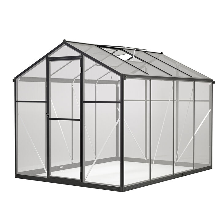 6x8 FT Greenhouse for Outdoors, Polycarbonate Greenhouse with Quick Setup Structure and Roof Vent