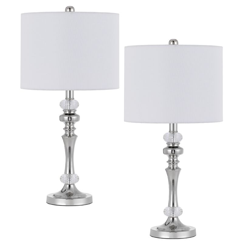 Set of 2 Table Lamps, Crystal Accent Candlestick Body, White Shade image number 0
