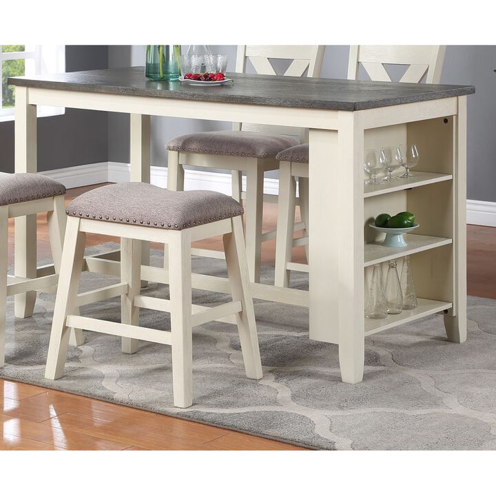 Modern Casual 1pc Counter Height High Dining Table w Storage Shelves Wooden Kitchen Breakfast Table Dining Room Furniture