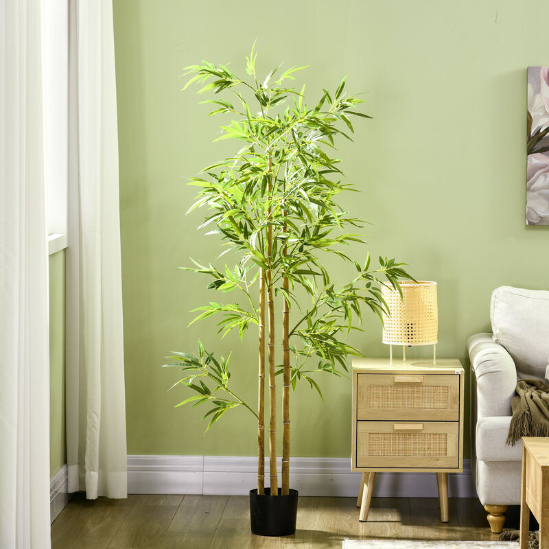6' Artificial Bamboo Tree, Potted Indoor Outdoor Fake Plant for Home Office