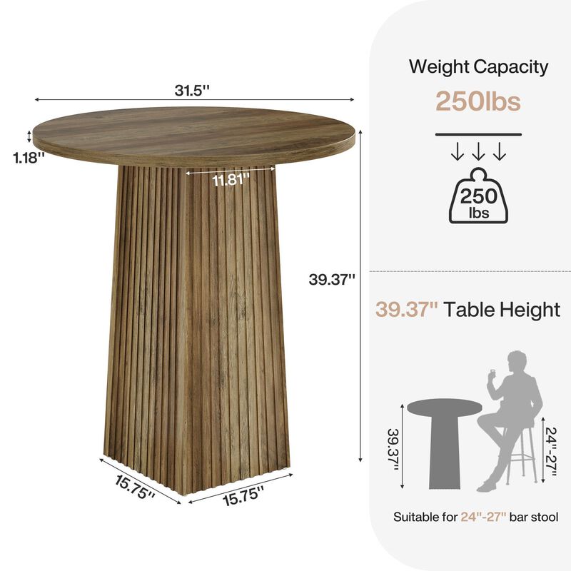 31.5 Inch Round Pub Table for Kitchen Dining Room and Entertainment image number 2