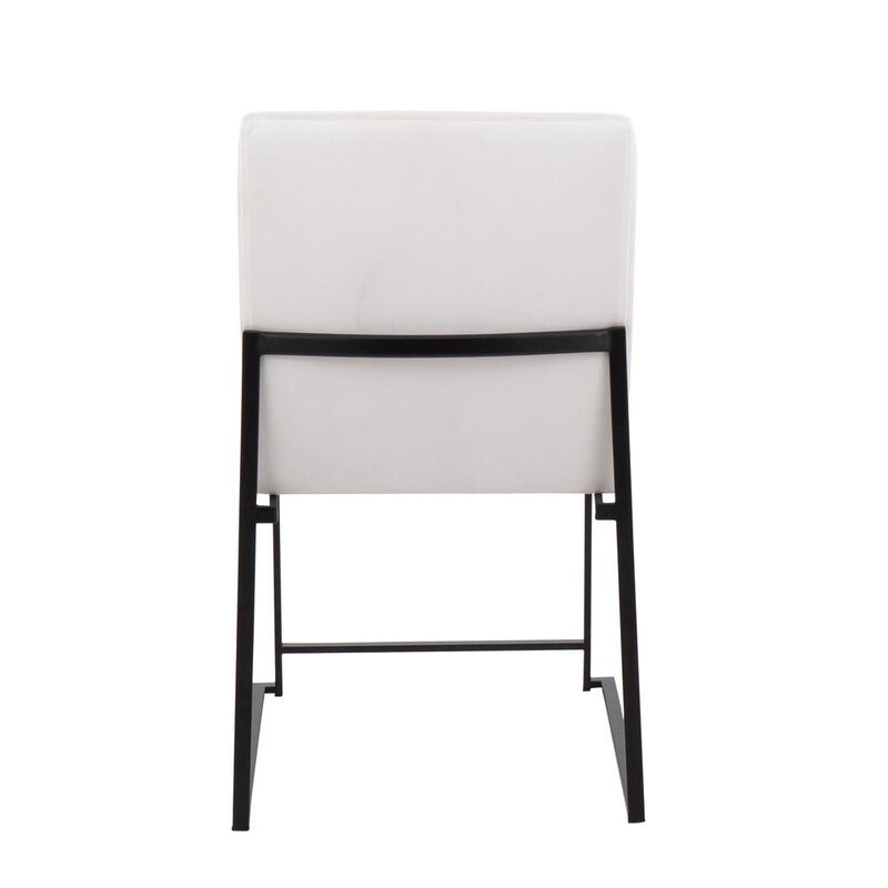 LumiSource Black Steel, White Velvet High Back Fuji Dining Chair - Set of 2