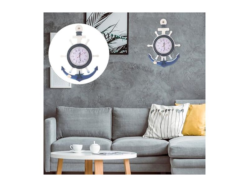 Digital Anchor Mediterranean Style Boat Wall Clock Coastal Home Decor image number 1