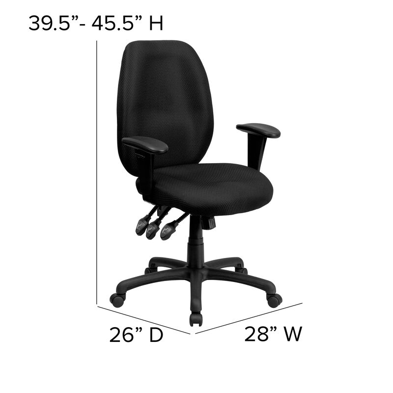 Rochelle High Back Fabric Multifunction Ergonomic Executive Swivel Office Chair with Adjustable Arms