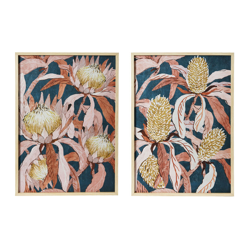Floral Prints with Solid Wood Frame, Set of 2 image number 0