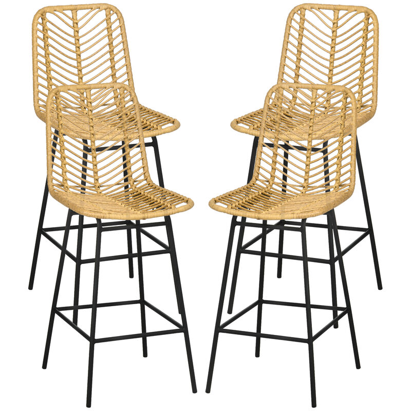 Hivvago Wicker Counter Stools Set of 4 with Steel Legs image number 0