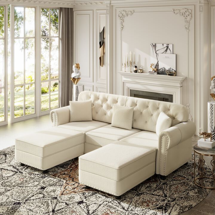 3-Seat Velvet Upholstered Sectionals