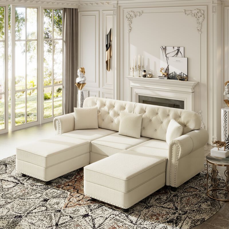 3-Seat Velvet Upholstered Sectionals image number 1