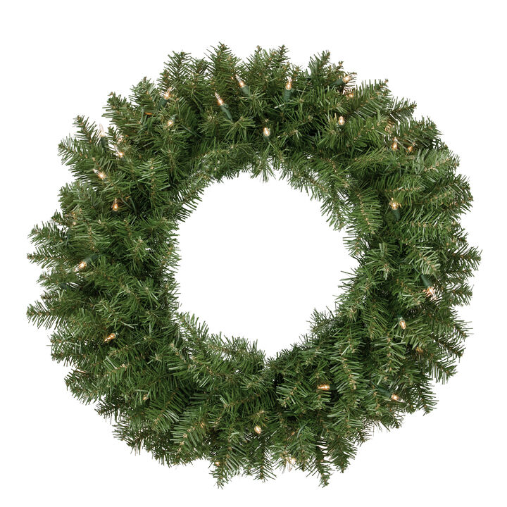 Pre-Lit Rockwood Pine Artificial Christmas Wreath - 24-Inch  Clear Lights