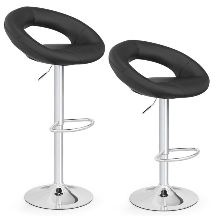 Hivvago Height Adjustable Bar Stools Set of 2 with Hollow Back and Footrest