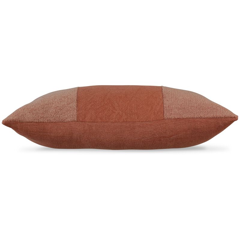 Ako 14 x 20 Lumbar Accent Throw Pillow, Spice Orange Cotton Stripe - Benzara