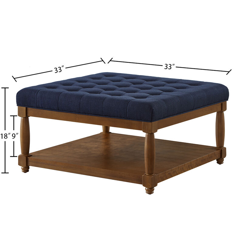 Merax Large Square Upholstered Tufted Linen Ottoman Table image number 4