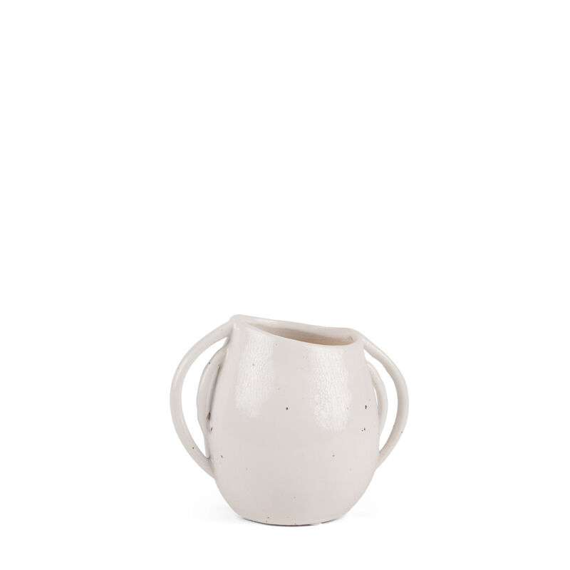 HomeRoots 7" Cream Speckle Ceramic Amphora Table Vase image number 2